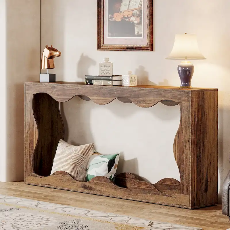 2-tier Wood Console Sofa Table for Entryway Living Room