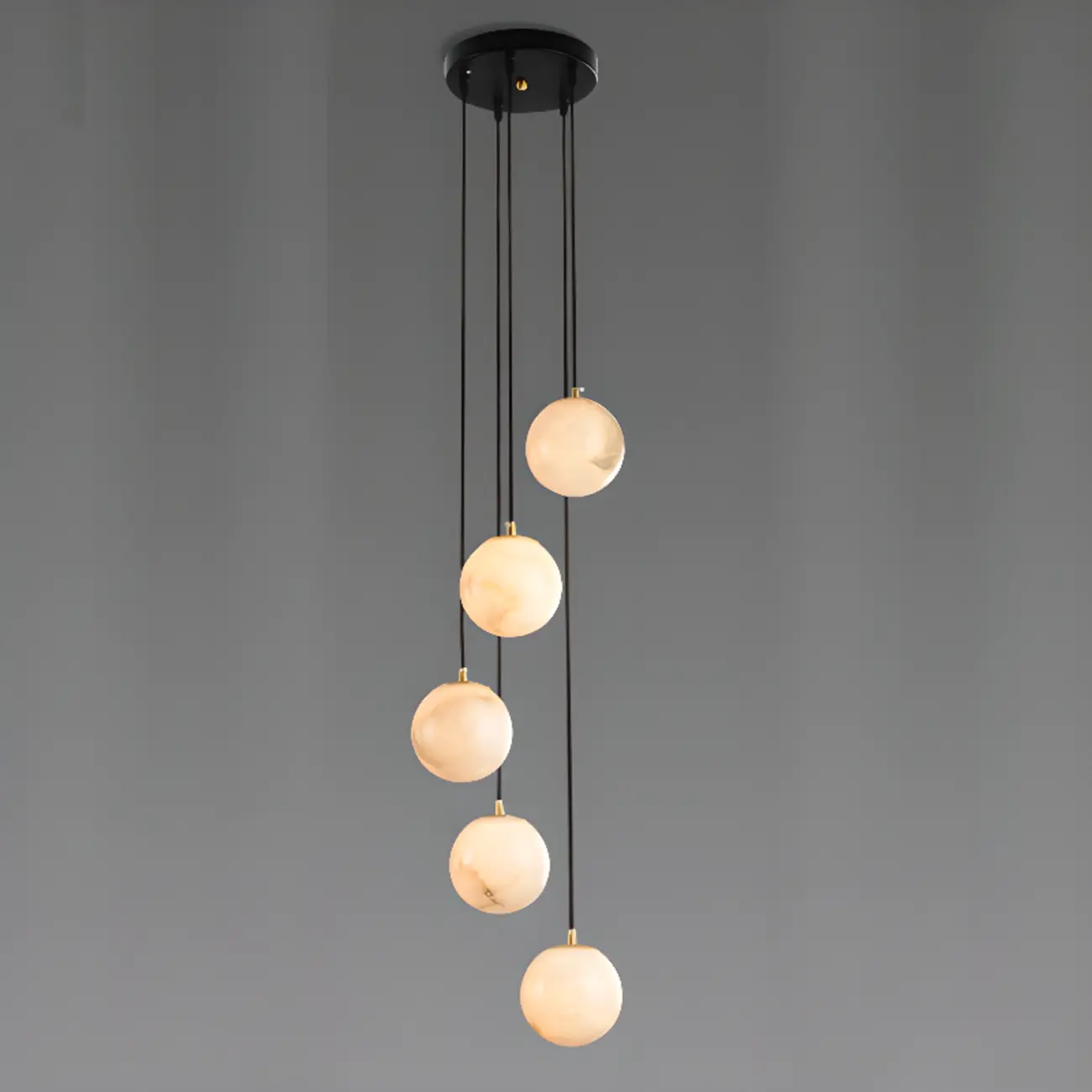 Adjustable Modern Stone Globe Rope Pendant Light