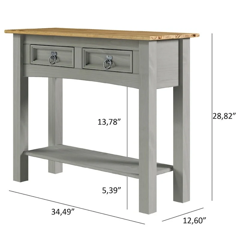 Wood Hall Table Console with 2 Drawers