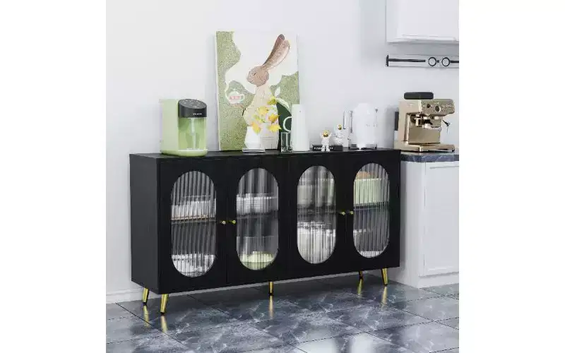 TUYOHW Modern Acrylic-Door Sideboard Cabinet, Pantry Cabinet Storage Cabinet with Detachable Shelves, Freestanding Storage Cupboard Console Table