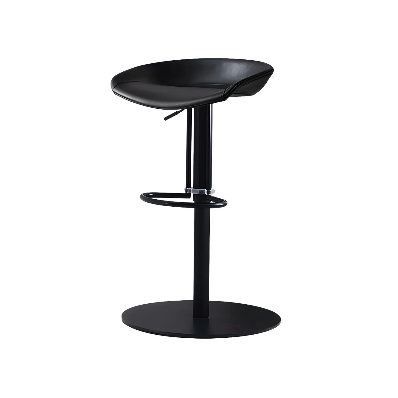 Adjustable Black Leather Saddle Swivel Bar Stools