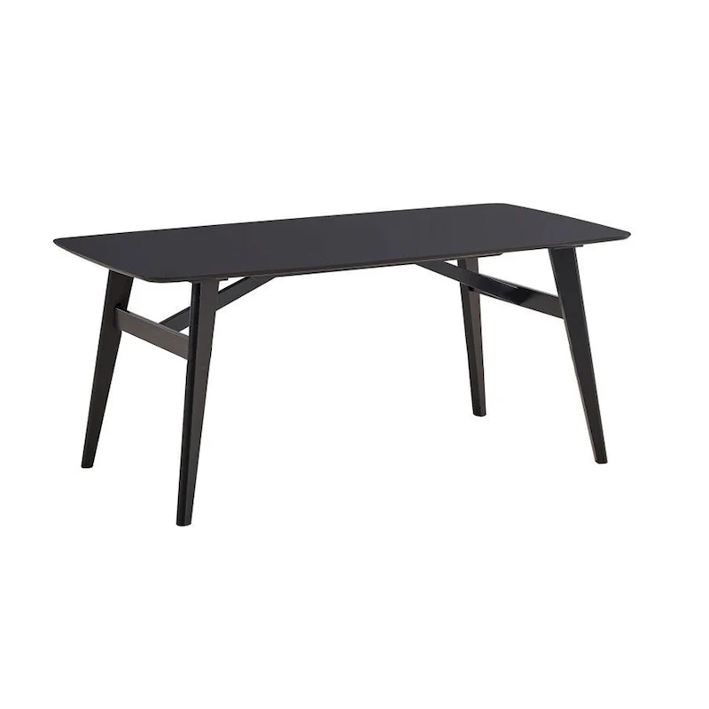 Iora 71 Inch Dining Table, Industrial Style, Rounded Corners, Black Wood