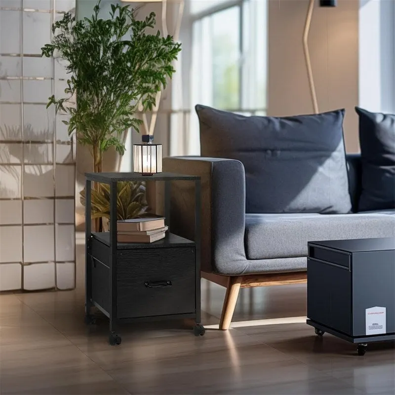 2 Tier Metal Mobile Under Desk Home Printer Stand - 11.81 D x 15.75 W x 25.6 H