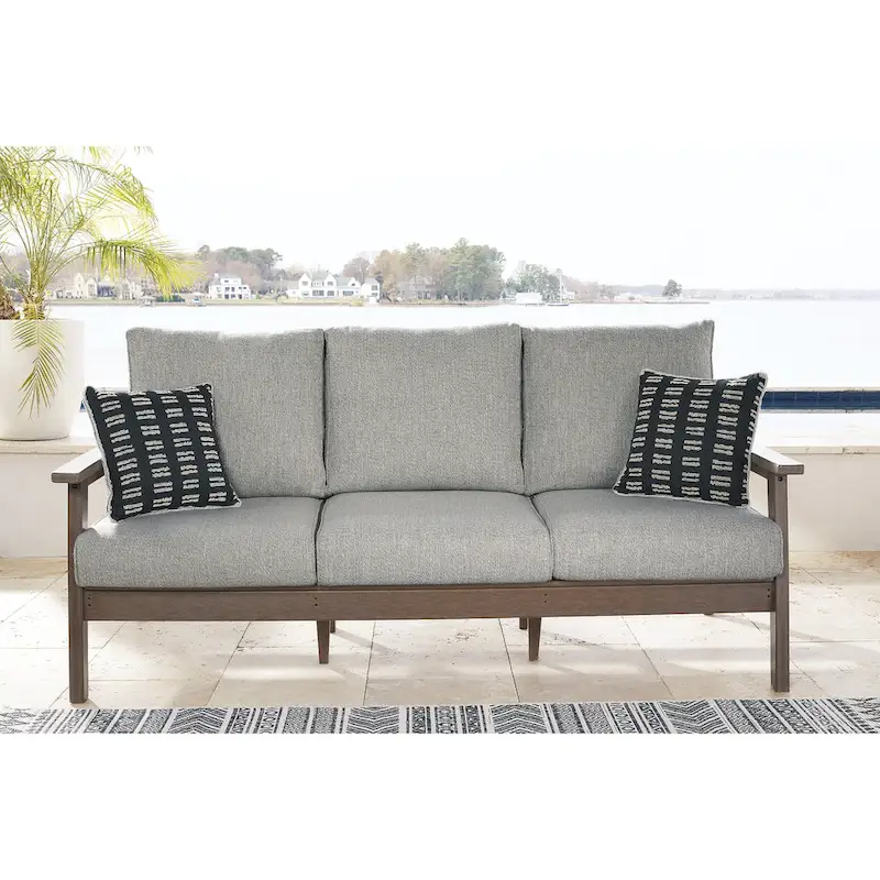 Signature Design by Ashley Emmeline Outdoor Poly All Weather Sofa with Cushion - 80W x 34D x 34H
