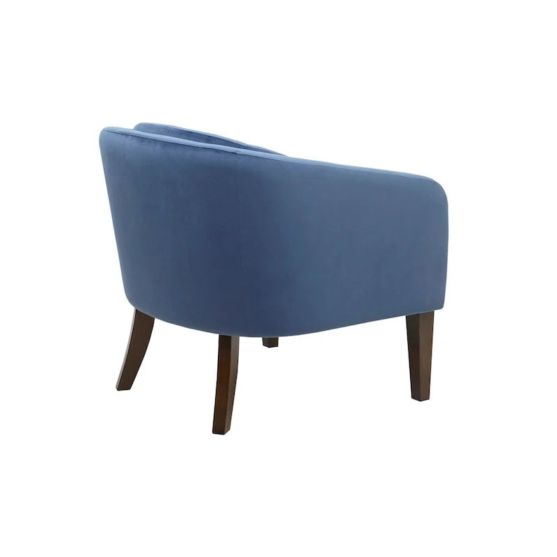Blue Upholstered Tufted Mid-Century Accent Chair