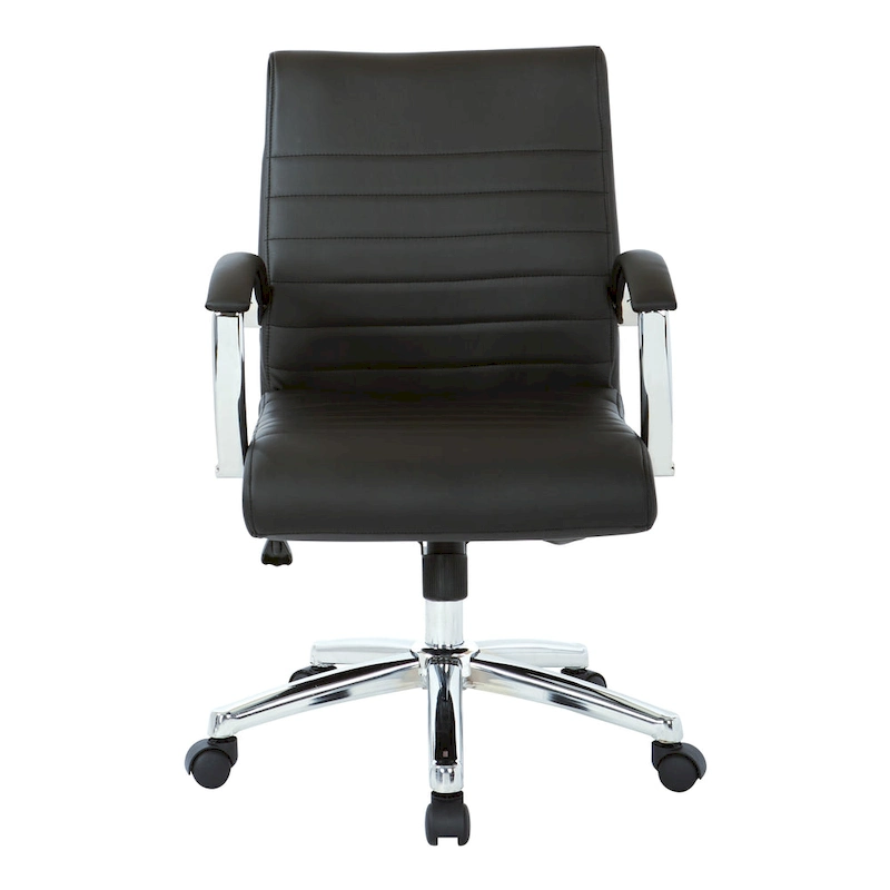 Executive Low Back Faux Leather Chair with Chrome Arms and Base - single