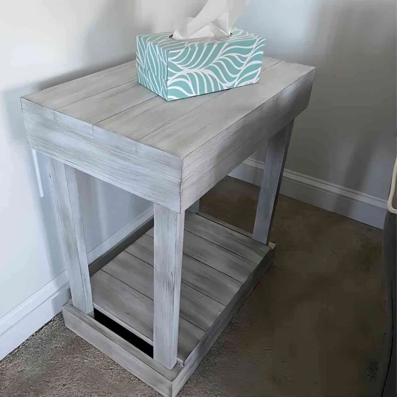 Rustic Farmhouse Solid Wood Accent End Table