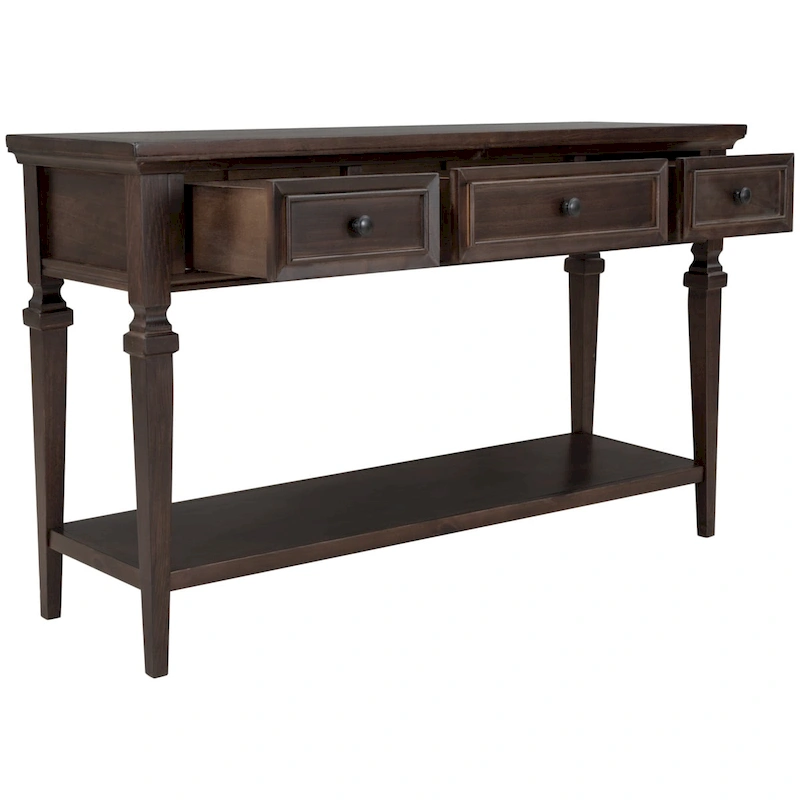 Merax Retro Style Console Table with Three Top Drawers and Bottom Shelf