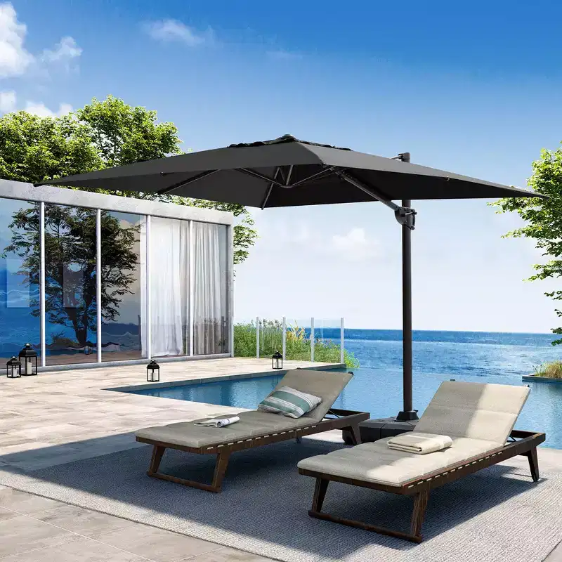 Crestlive Products 9x11FT Cantilever Patio Offset Umbrella 1-Tier Top No Base