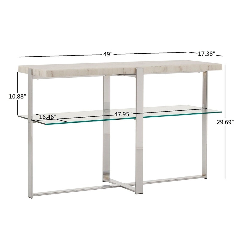 Azel Marble-top Chrome Framed Sofa Table by iNSPIRE Q Modern