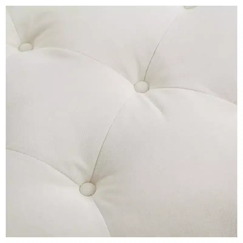 Jeremy Tufted Ottoman Crème Velvet - Christopher Knight Home: Upholstered Footrest, Hardwood Frame, 200lb Capacity