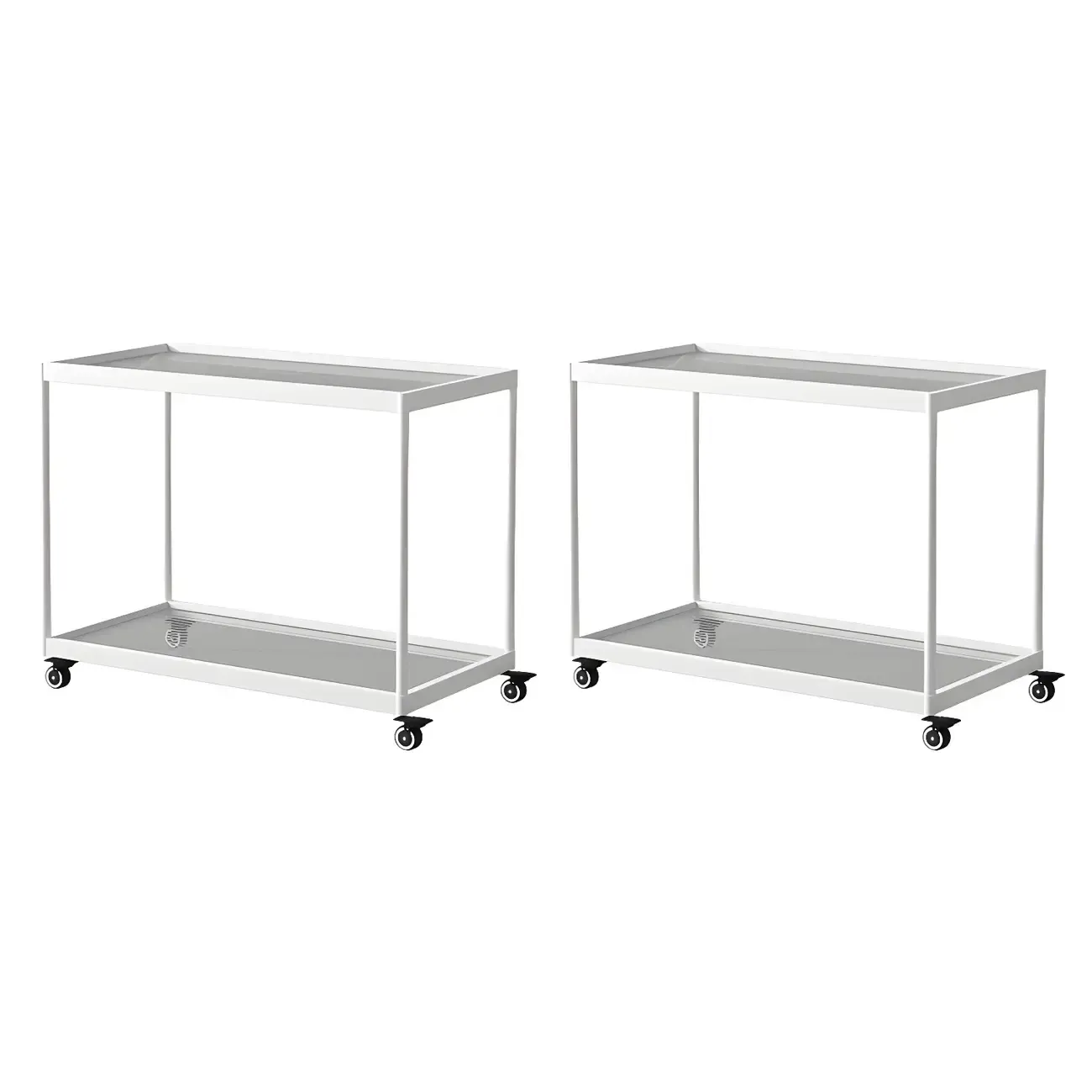 Gold Glass Rectangular Top Shelf Side Table on Wheels