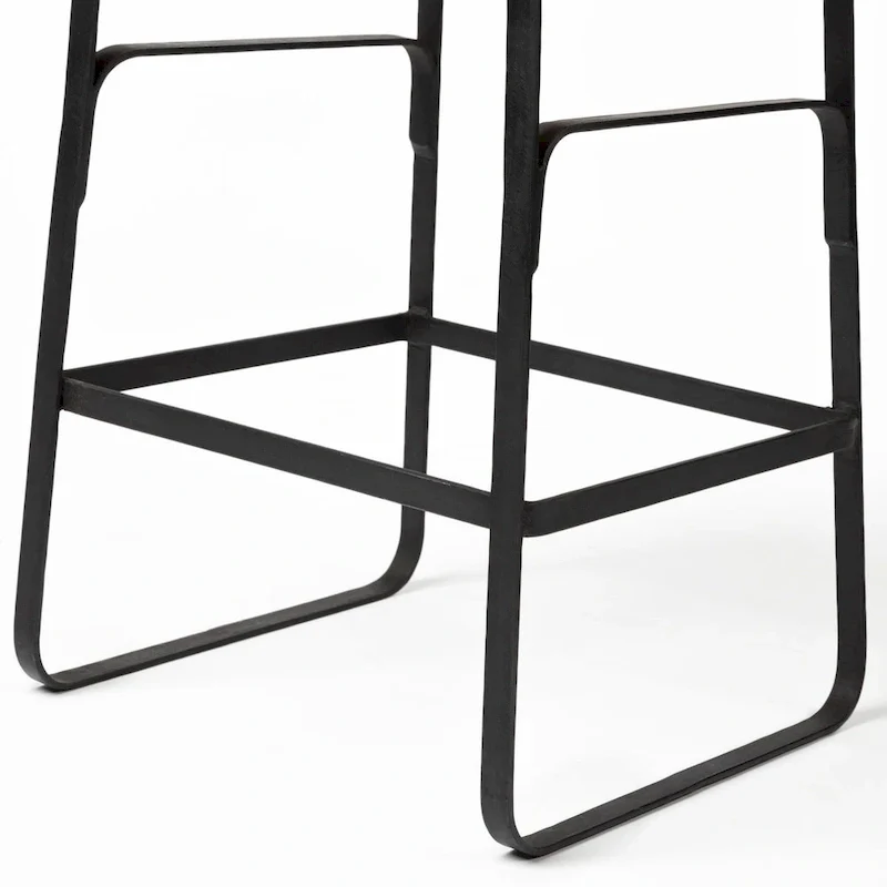 Counter Stool with Wood Seat - Low Back Design (Brown & Black)