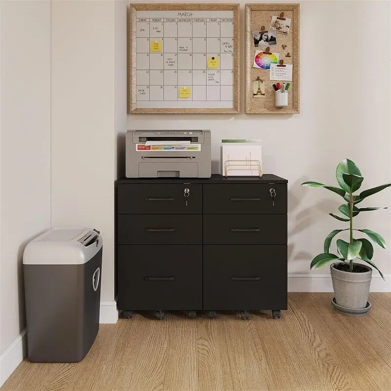 File Cabinet with Lock3 Drawer Wood Rolling - 15 D x 15 W x 26 H