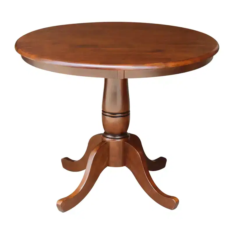36" Round Top Pedestal Dining Table Brown - International Concepts