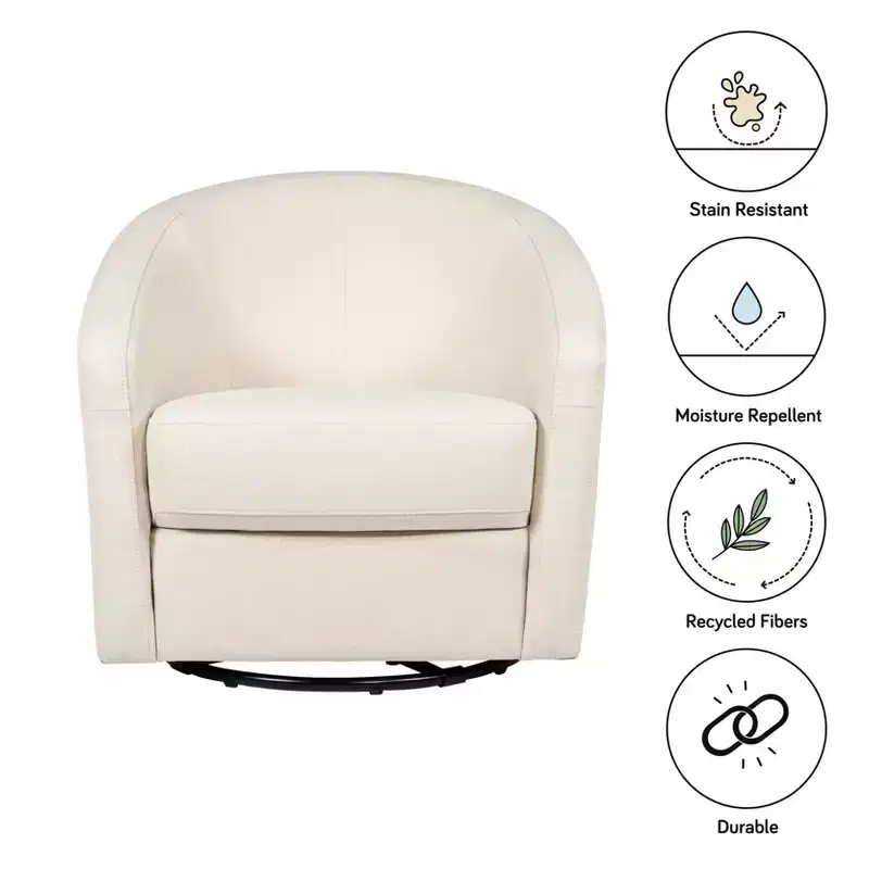 Swivel Glider Chair with 360° Rotation, Upholstered Seat, 30.5