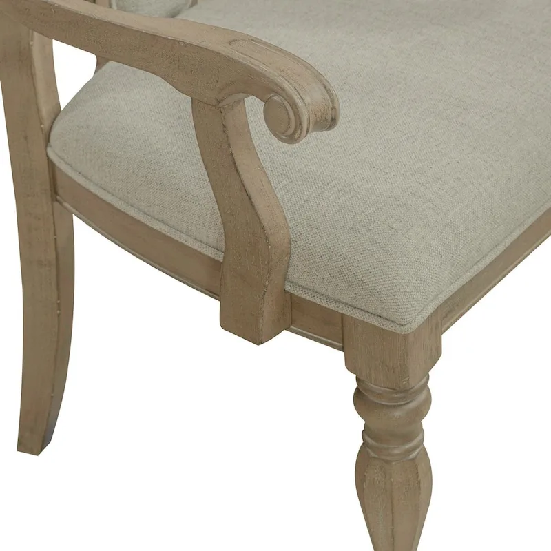Weathered Bisque Splat Back Upholstered Arm Chair