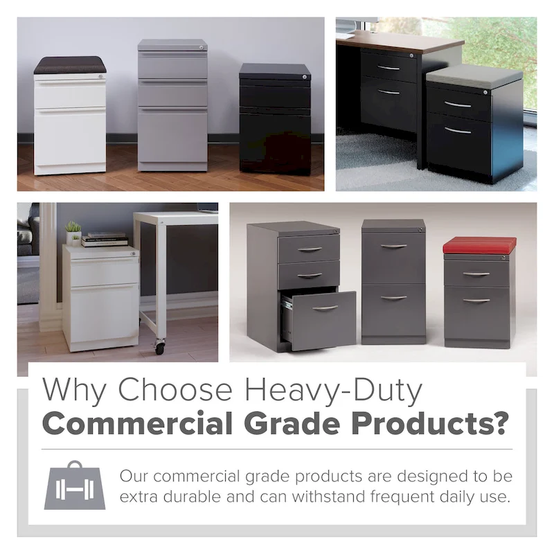 Hirsh 20 D Commercial Mobile Pedestal File Cabinet,1 Box/1 File,Black