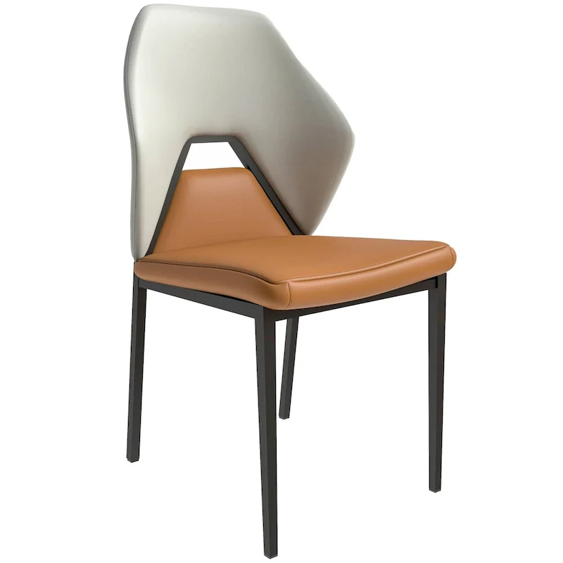 PU Leather Dining Chair – Brown/Grey/Blue Grey/Green Blue/White, Iron Legs, Single