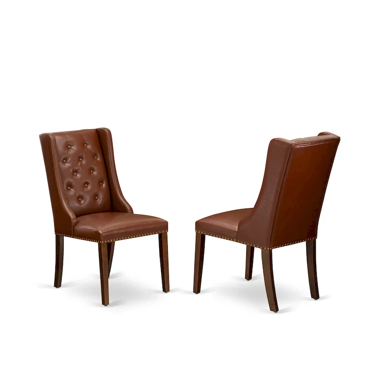 East West Furniture Parson Kitchen Chairs - Button Tufted Nailhead Upholstered Dining Chairs, Set of 2, (Finish & Upholstered)