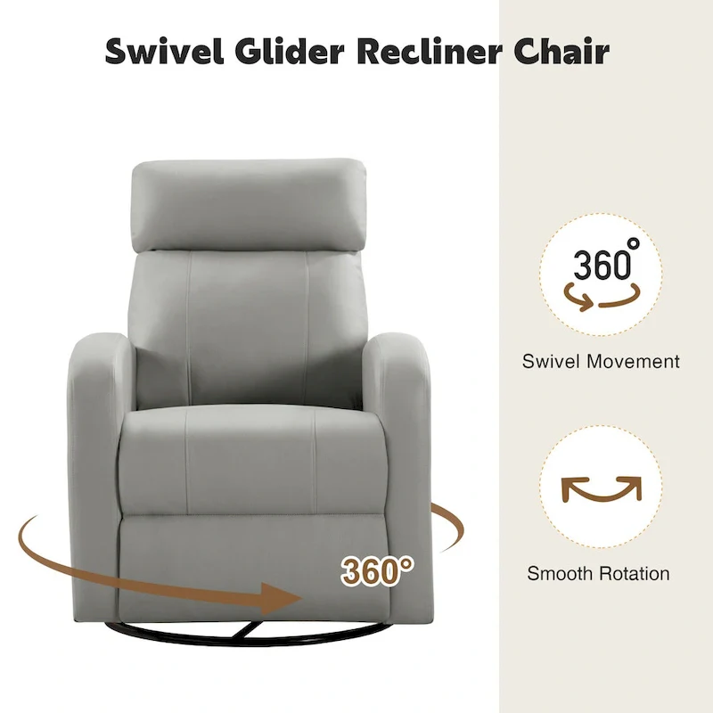 Faux Leather Swivel Rocking Recliner - Single Seater