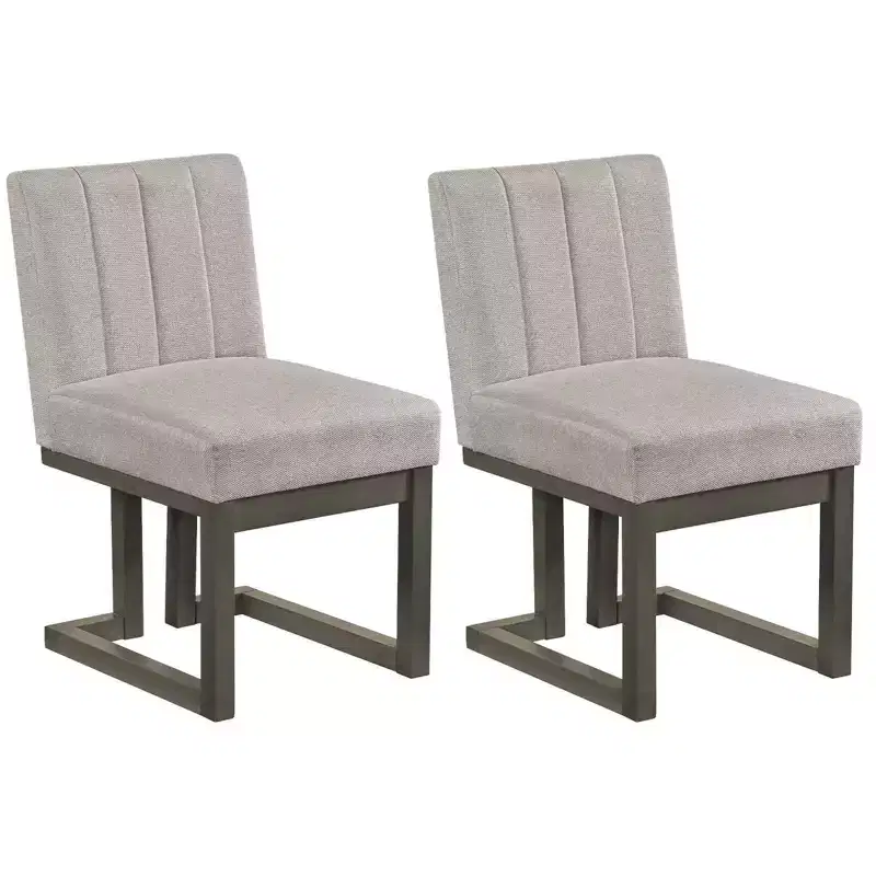 Costway 2/4PCS Wooden Dining Chairs Modern Farmhouse Fabric Upholstered Kitchen Chairs Beige + Gray/Walnut