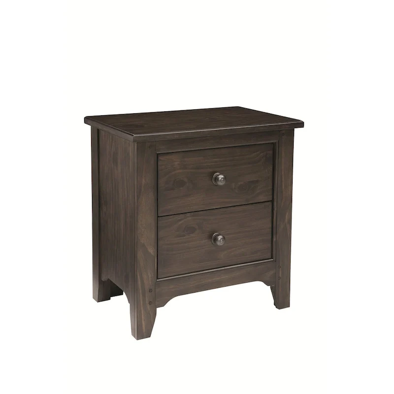 Taylor 2-Drawer Farmhouse Wood Nightstand, River Rock Brown