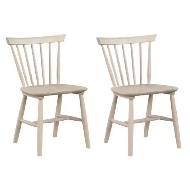 Royal Hampton Side Dining Chair Set of 2, Spindle Back, Tapered Legs, White Oak Wood
