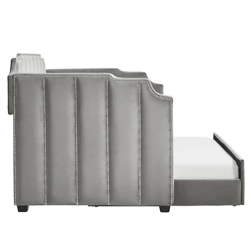 Glam Grey Velvet Daybed by