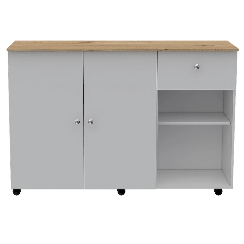 Kitchen Island Cart for Kitchen, Dining Room,White / Light Oak