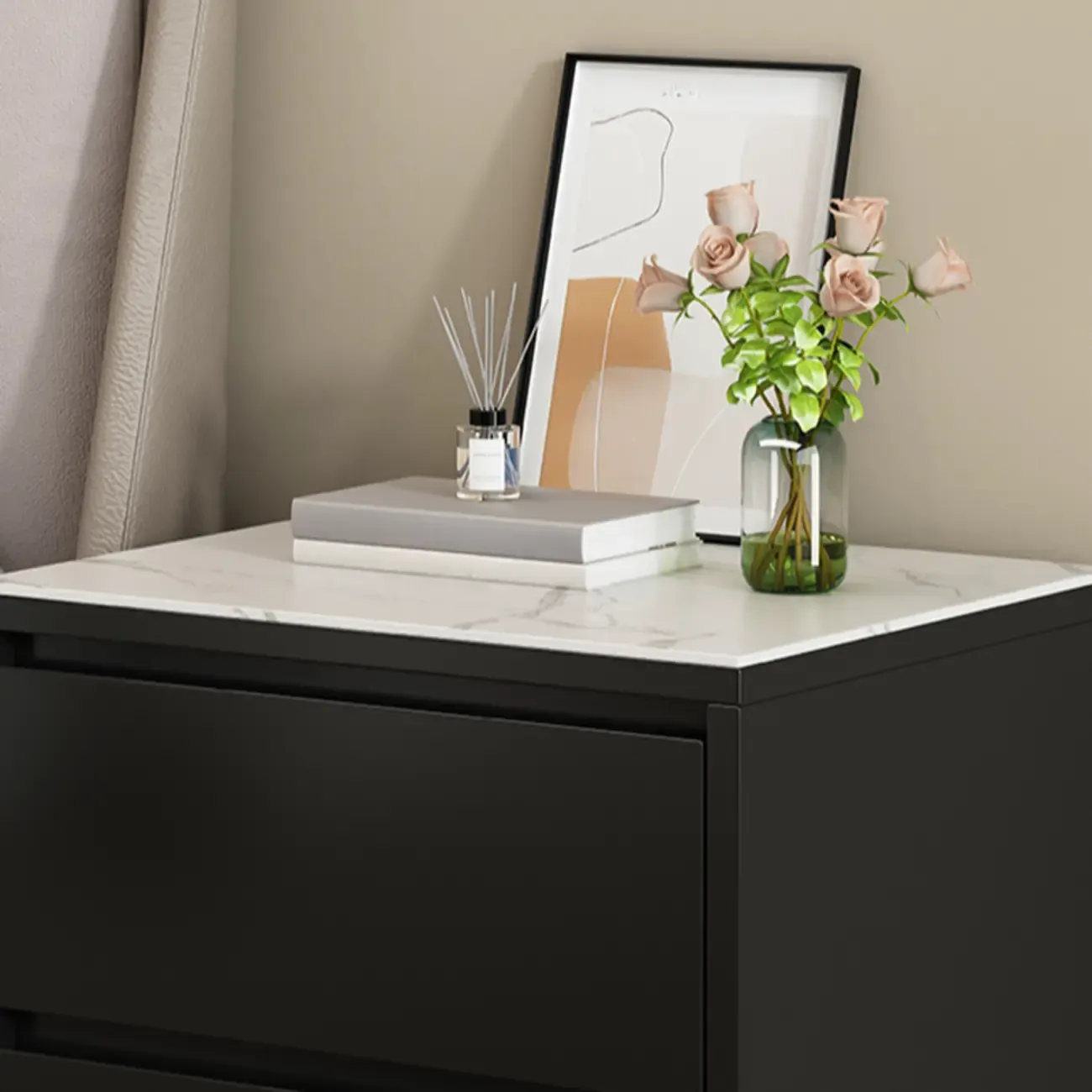 Wood Modern Narrow Two-Drawer Nightstand