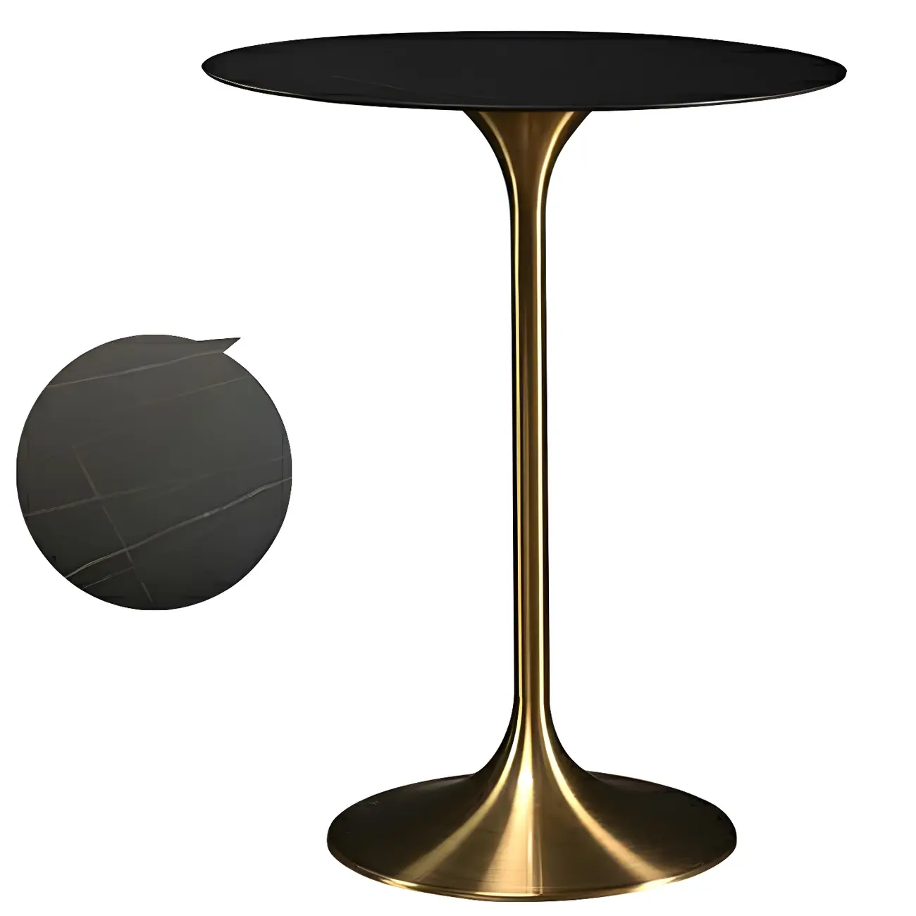 Round Glam Brown Gold Metal Tulip Base Bar Tables