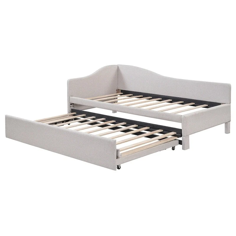L-Shaped Upholstered Daybed with Pop Up Trundle
