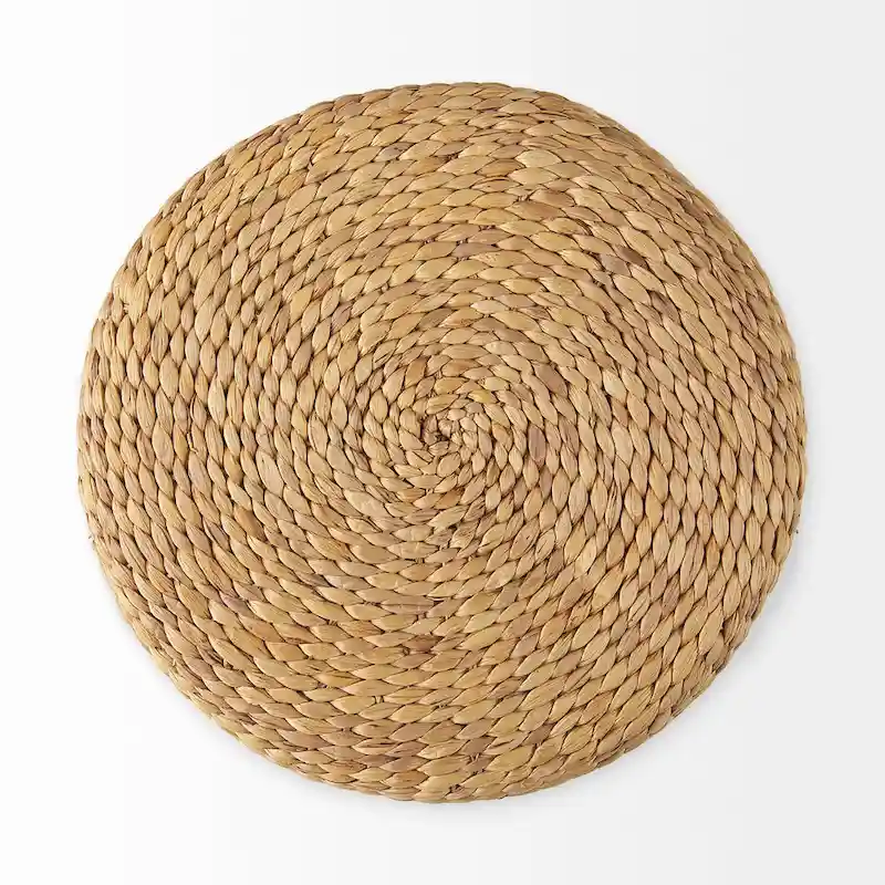 Mercana  Maya  Brown Striped Seagrass Round Coffee Table Pouf