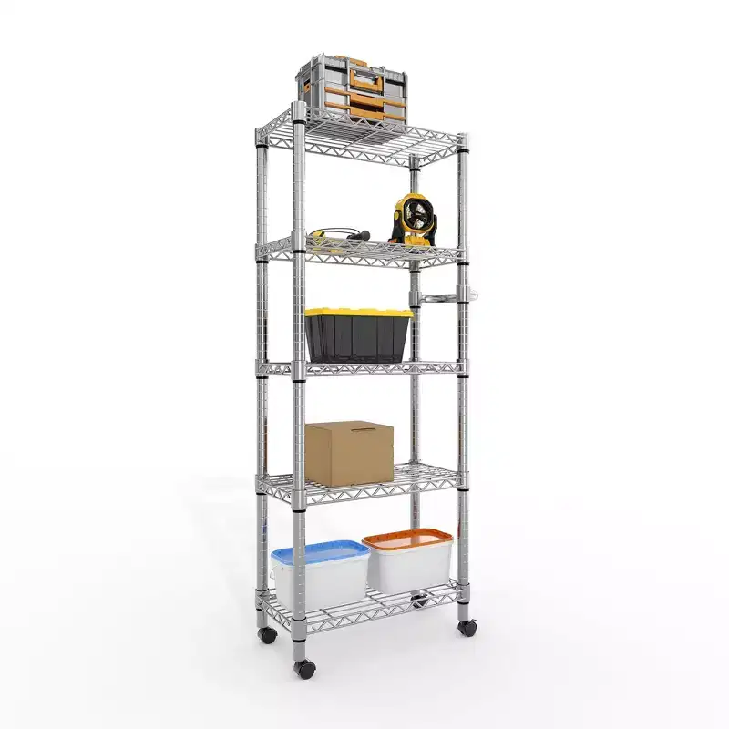 5971.8 Rolling Garage Shelving Unit, 4-Tier Wire Storage Shelves with Wheels, 2640LBS Load Industrial Rack