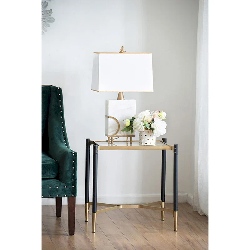A&B Home Park View Matte Black and Gold Rectangle Occasional Table
