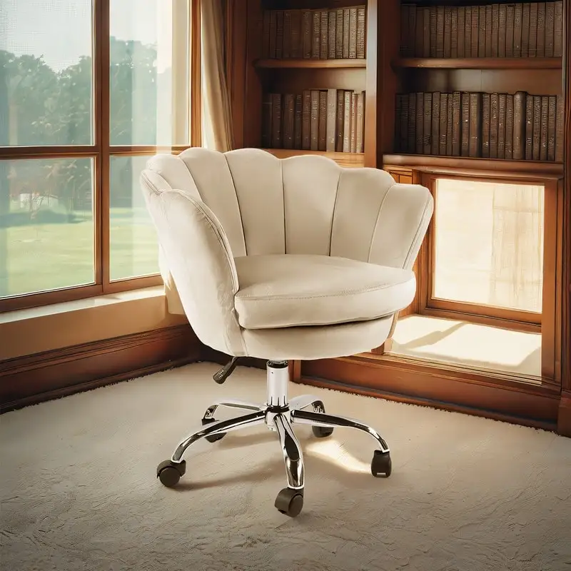Accent Chair Swivel Vanity Chair Office Desk Chair With Wheels Modern Height Adjustable Pink/Grey/White