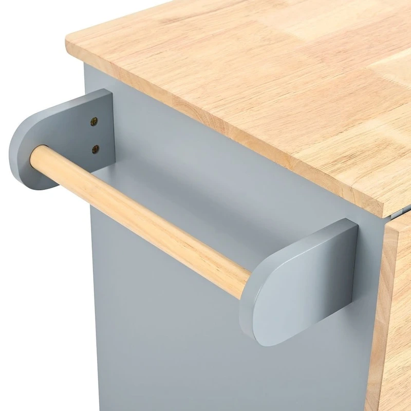 Kitchen Island Cart with Wheels ,Power Outlet, Drop Leaf, Wine Rack