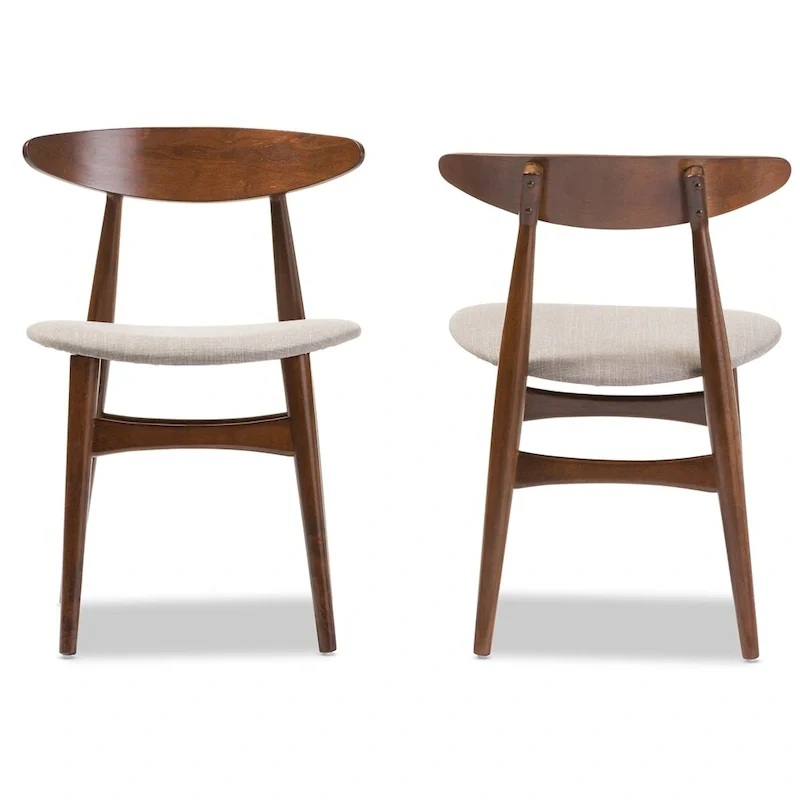 Flora Mid-Century Modern Light Grey Fabric and Oak Medium Brown Finishing Wood Dining Chair