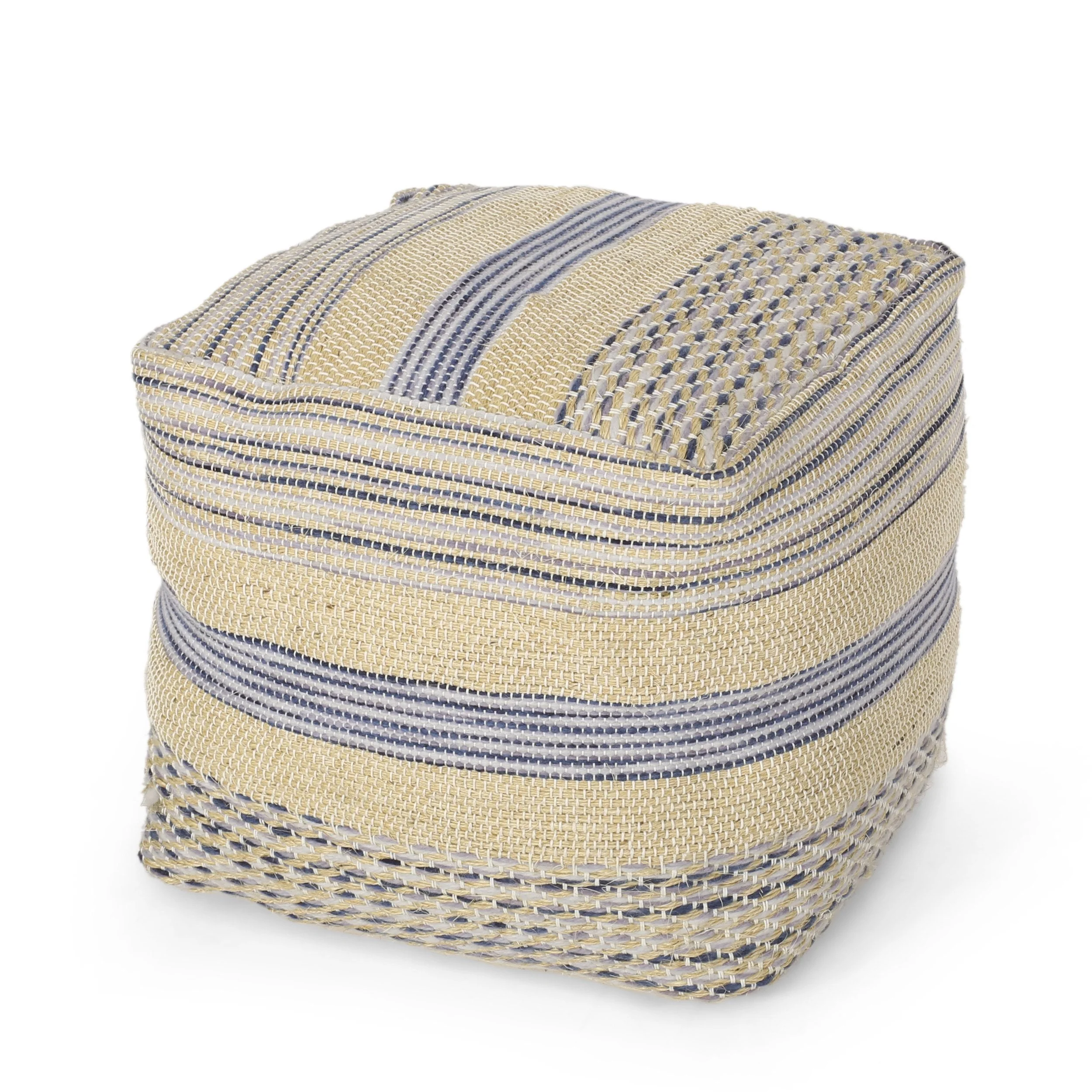 Boho Handcrafted Fabric Cube Pouf - NH263513