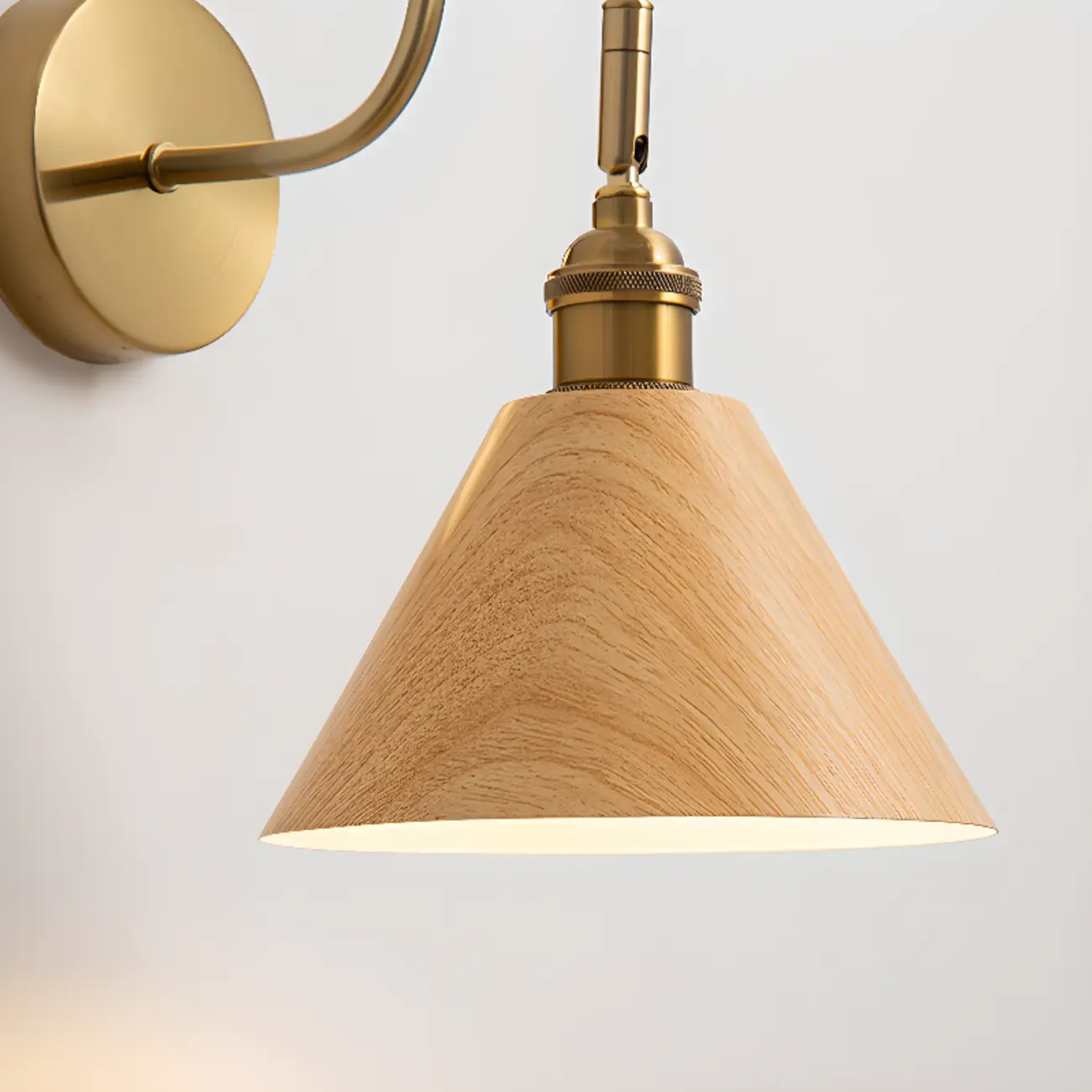 Mini Cone Modern Vanity Light with Walnut Shade