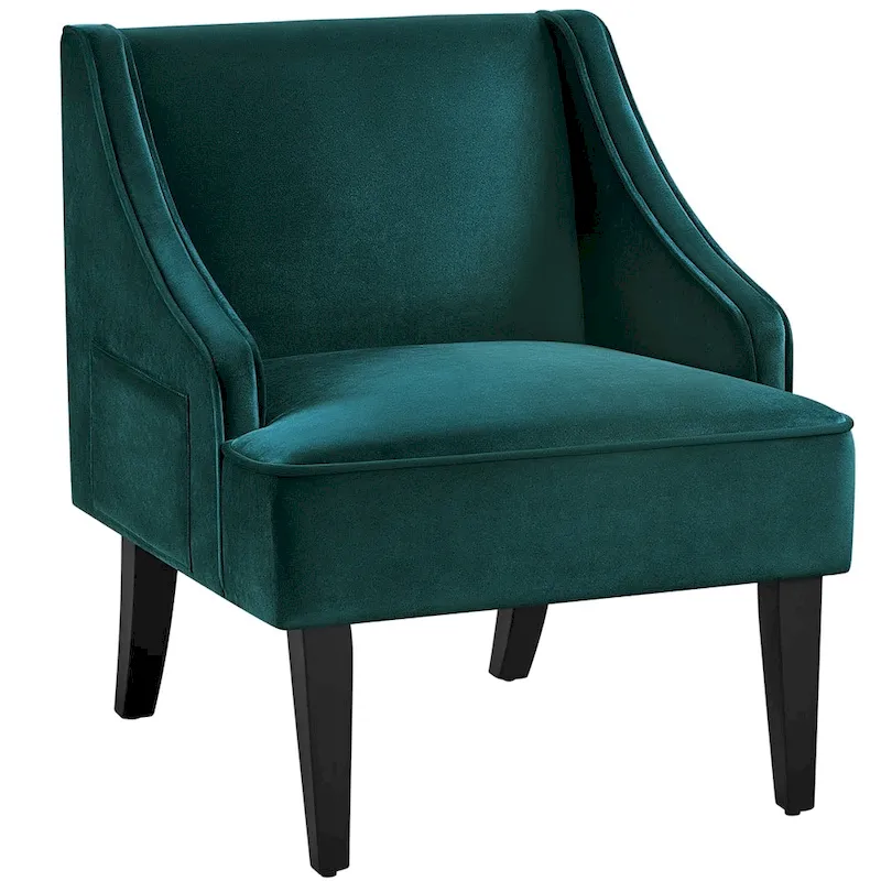Yaheetech Modern Velvet Fabric Accent Chair with Rubber wood Legs