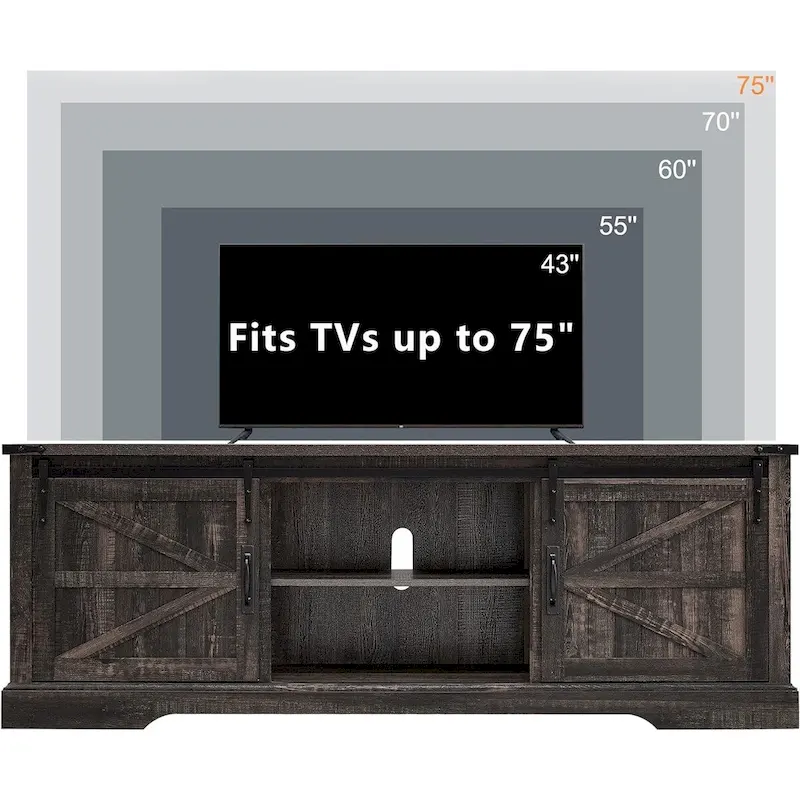 Farmhouse Wood TV Stand, Rustic Entertainment Center, Console Cabinet - n/a