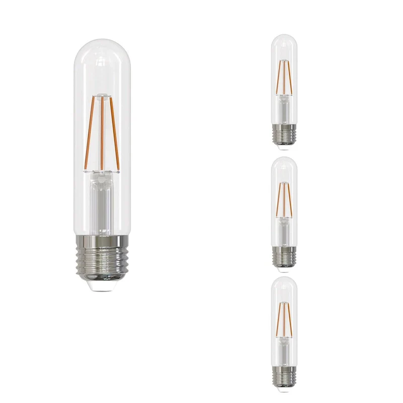Bulbrite LED Filament Pack of (4) 5 Watt Dimmable 5 Inch T9 Light Bulbs with Clear Glass Finish and Medium (E26) Base