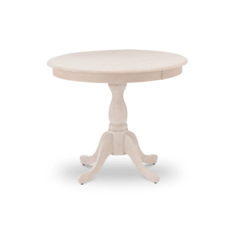 East West Furniture Dining Room Table - a Round kitchen Table Top with Pedestal Base, (Finish Options Available)