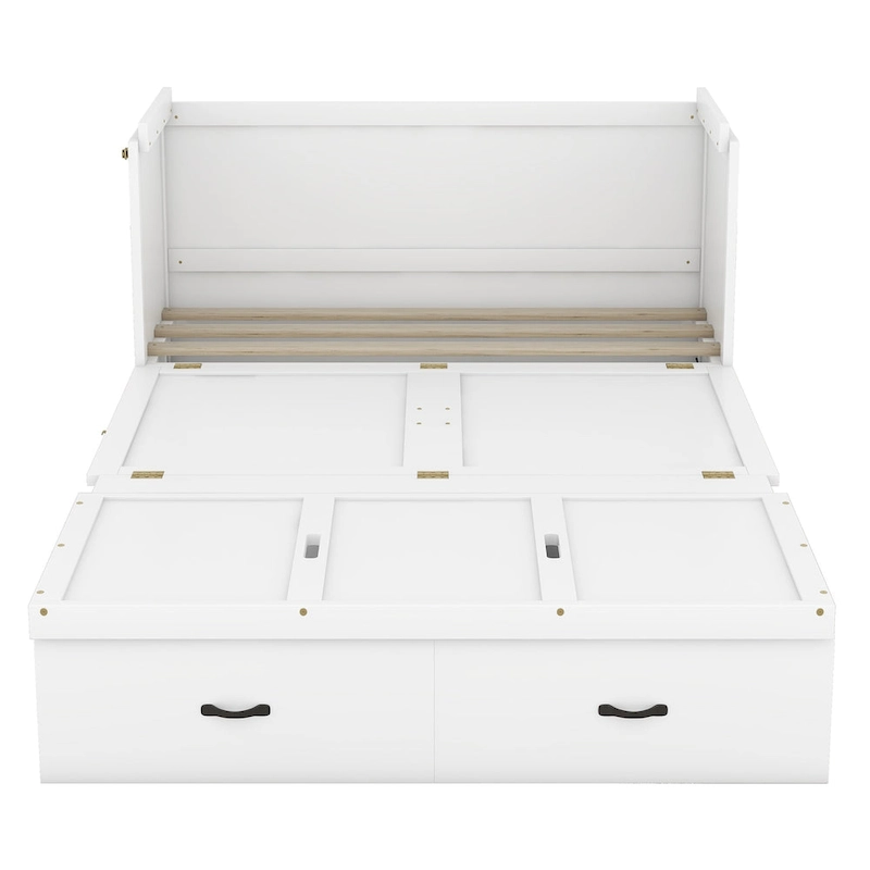 Full Pine Murphy Bed with USB & Drawer