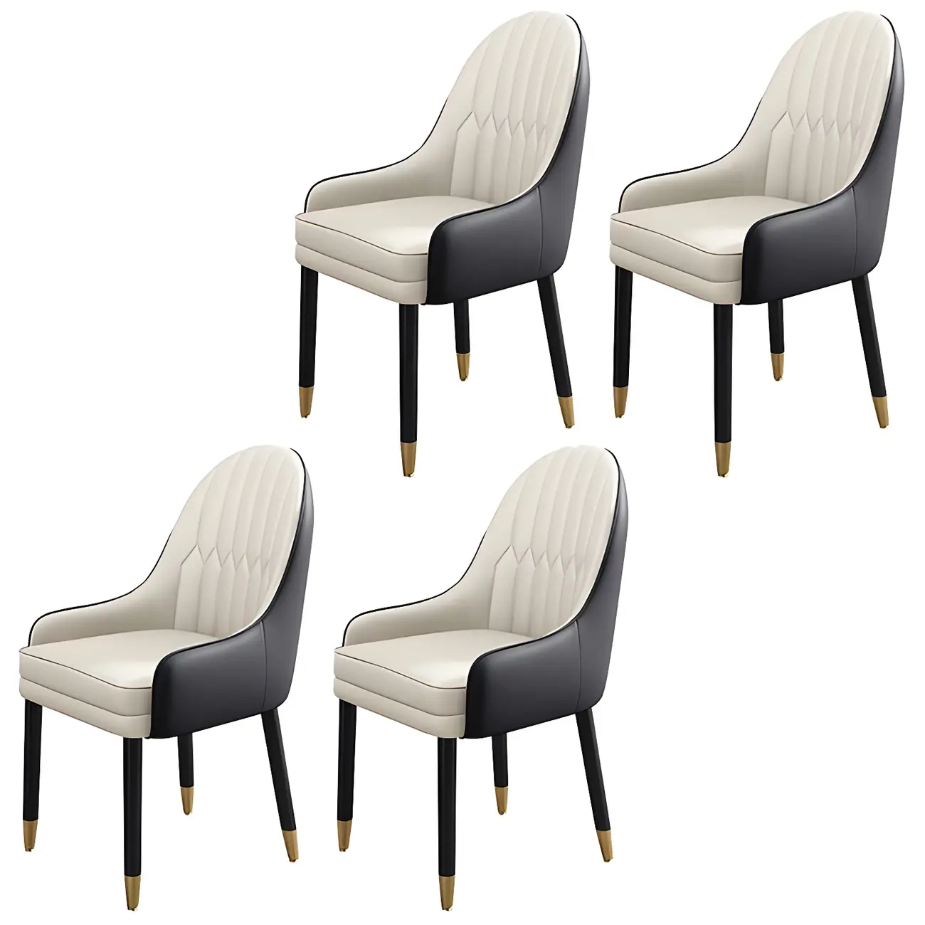 Modern Leather Upholstered Dining Chair with Arms