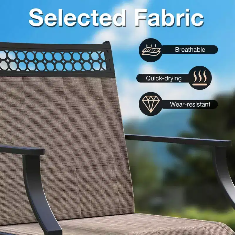 Costway Patio Swivel Dining Chairs Set of 2 with Quick-Drying Fabric and Metal Frame Brown/Gray