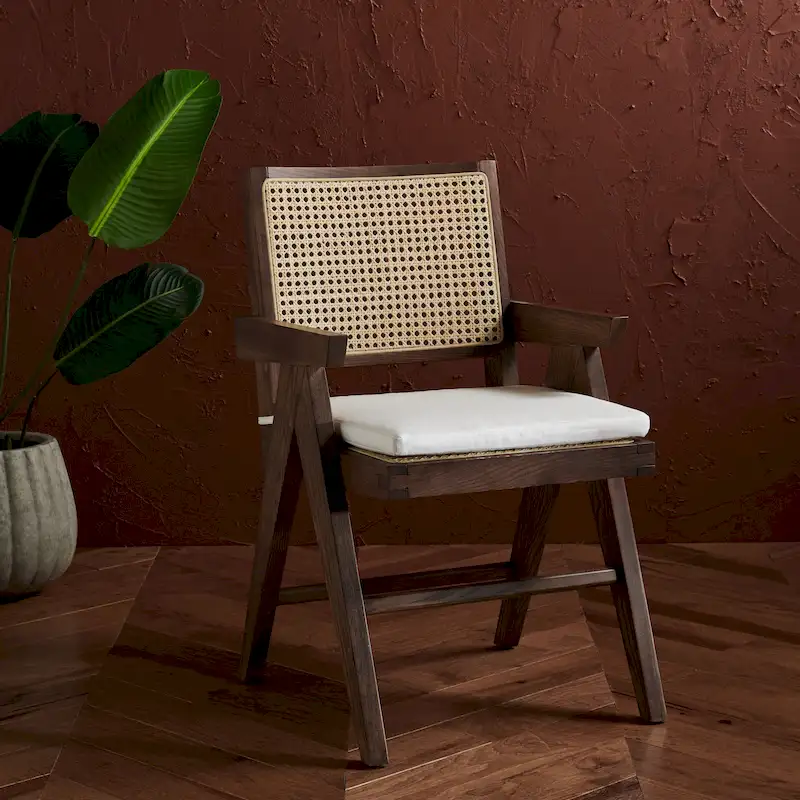 SAFAVIEH Couture Maiju Rattan Arm Chair - 21 In. W x 23 In. D x 34 In. H - 21Wx23Dx34H