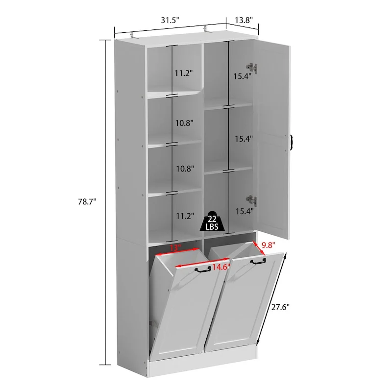 Sleek White Laundry Bathroom Cabinet with Unique Rotating Drawers